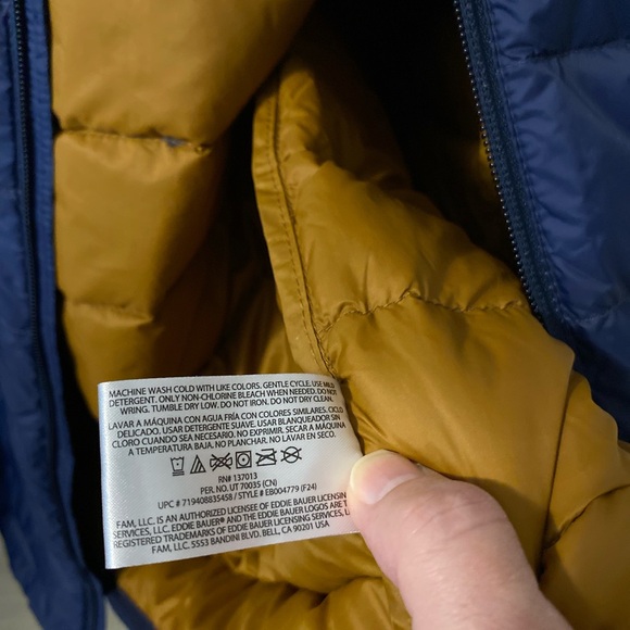 Eddie Bauer Men's Down 650 Packable Lightweight Puffer Jacket XL Insignia Blue - Picture 10 of 10